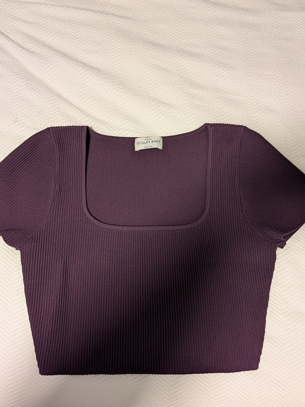Babaton Sculpt Knit Square-neck Top In Dewberry Purple